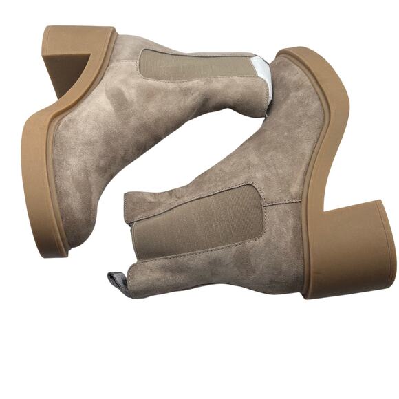 Dolce Vita Caster Tan Suede 7M Gage Leather Ankle Boots Bootie Chunky Mushroom - Picture 6 of 9